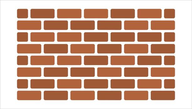 Flat design brick wall pattern with rounded edges in warm brown and white mortar background texture vector