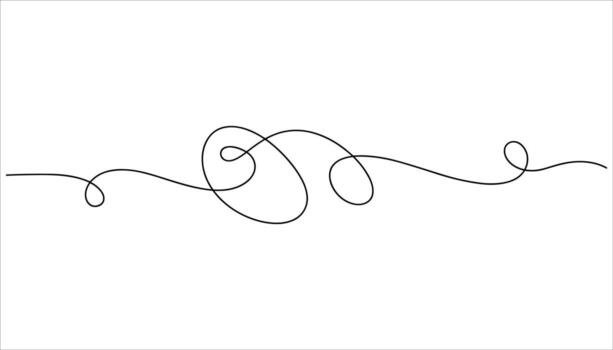 Black continuous line drawing of a swirling abstract shape on a white background vector