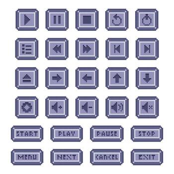 Pixel Art Control Button Set vector