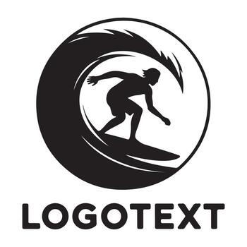 Surfer riding a wave isolated on white background, a dynamic silhouette design vector