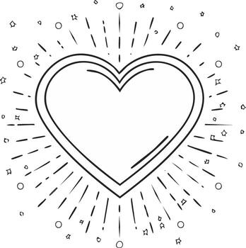 A heart with rays coming out of it vector