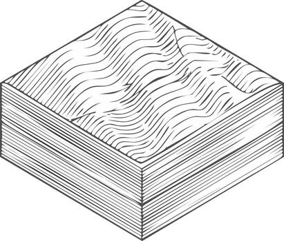 Isometric Block Engraving with Wavy Pattern Texture and Parallel Line Edges vector