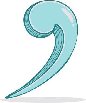 Stylized comma illustration with subtle shading and a modern, clean design aesthetic vector