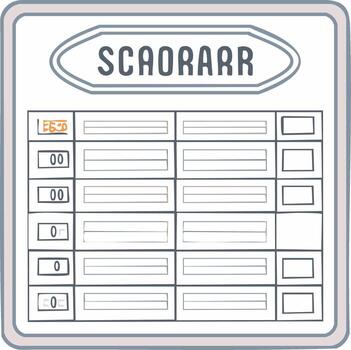 Illustrated data table with cells and squares for input, chart organizer vector