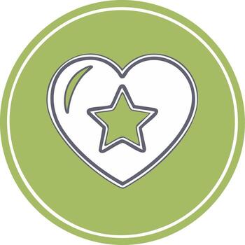 plano diseño corazón y estrella icono. favorito, como, y clasificación símbolo en un verde circular botón para web y aplicaciones vector