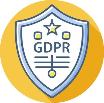 Shield with GDPR Text and Star Icon on Circular Background for Data Protection Concept vector