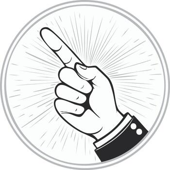 Business Hand Pointing Upwards with Radial Burst Effect in Circular Frame vector