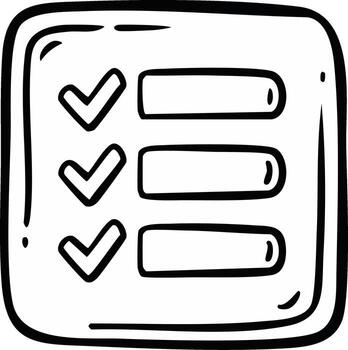 Hand Drawn Checklist with Tick Marks and Blank Spaces in a Square Frame vector