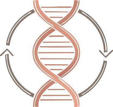 adn doble hélice con circular flechas ilustrando genético modificación o biológico proceso vector