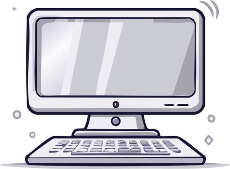 Modern computer with keyboard and screen display graphic illustration vector