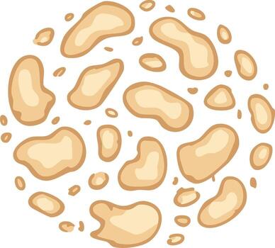 Abstract pattern of organic beige spots and blobs in a circular design vector