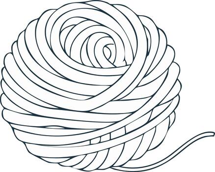 Ball of string in drawing style. Clipart in simple outline design. Wool yarn ball for knitting hobby or needlework vector