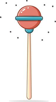 Illustration of a Lollipop with a Stick and Dots Around It on White Background vector