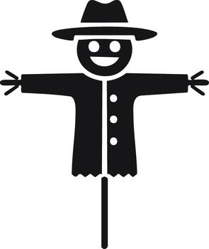 Smiling Scarecrow Figure with Open Arms and Wide Hat vector
