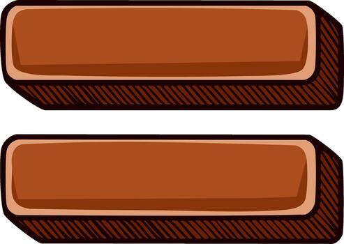 Two Simple Brown Rectangular Buttons Icons Above Each Other on White Background vector