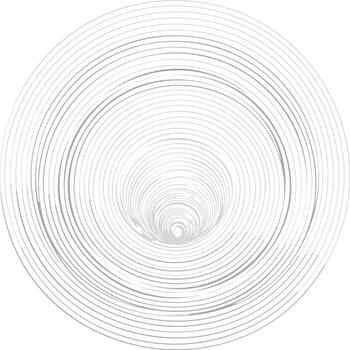 Grey Concentric Circles Expanding Inward on White Background vector