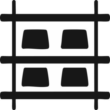 Abstract Shelves with Boxes in Rows for Storage Solution in Black and White Minimalist Design vector