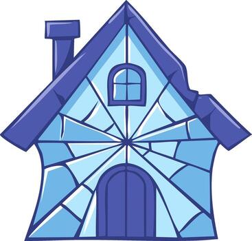 Cartoon Ice House with Web Like Structure, Fun Wintery Building, Frosted Property vector