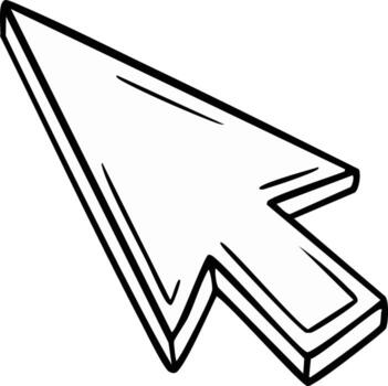 Hand drawn computer mouse cursor arrow pointer in outline style vector