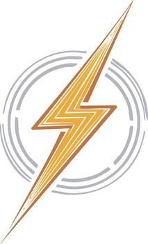 Stylized Yellow Lightning Bolt Icon with Abstract Circular Motion Lines vector