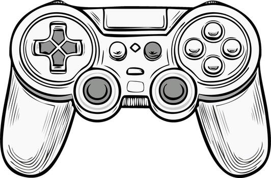 Modern Game Console Controller Illustration in Sketch Style for Entertainment vector