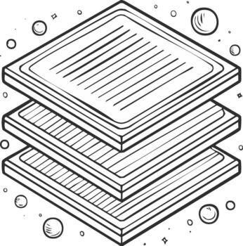 Stacked Layers with Bubbles in Simple Line Art Style vector