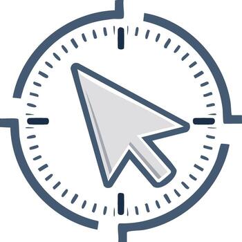 Productivity and time management icon with mouse cursor pointer and clock timer vector