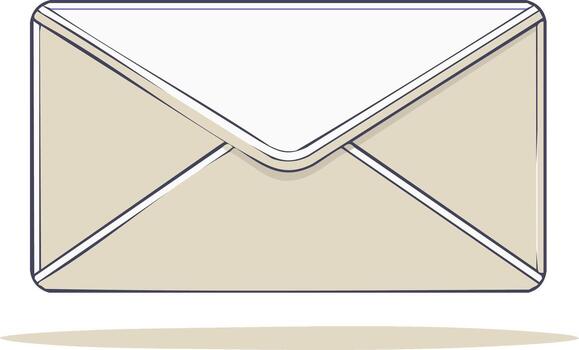Simple sealed paper envelope with back flap shown in a sketched line art style vector