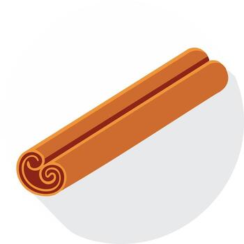Flat design icon of a single cinnamon stick spice for cooking and baking vector