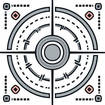 Modern geometric target design with concentric circles and abstract decorative elements vector