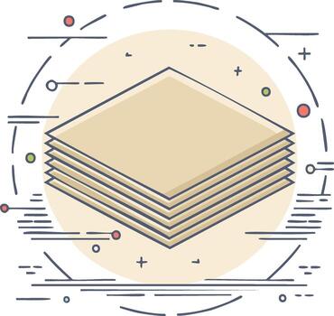 Stack of Cream Colored Paper Sheets in Outline Illustration vector