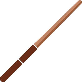 Brown magic wand with octagonal design for spell casting in fantasy settings or wizarding theme vector