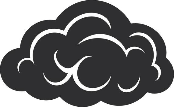 Stylized Black Cloud with White Edges Creating a Graphic Weather Icon or a Moody Symbol for Abstract Thought vector