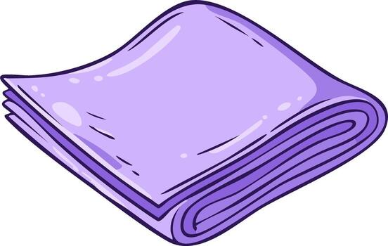 Neatly folded stack of purple fabric with rounded edges and a playful outline vector