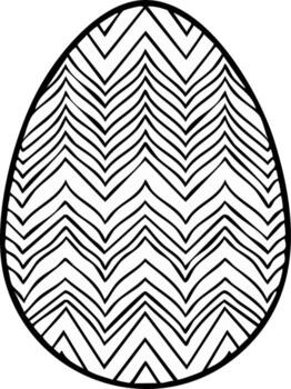 Decorative Easter egg with zigzag pattern simple outline drawing vector
