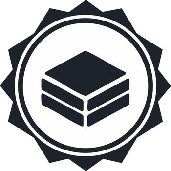 Isometric Box Icon in Starburst Frame - Abstract Symbol for Content Organization vector