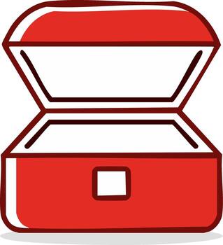 Red flatbed scanner icon with an open lid, ready for document scanning or copying vector
