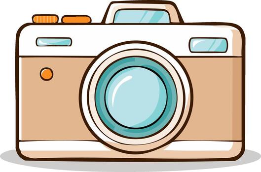 Retro Camera Illustration with Lens, Flash and Button Details for Photography Projects vector
