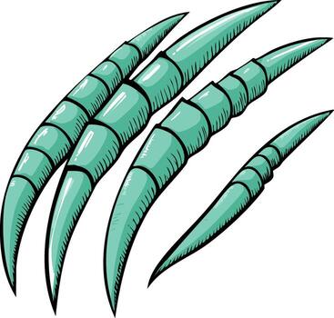 Sharp monster claw marks illustration in teal, depicting fierce attack or damage, an aggressive creature scratch effect graphic vector