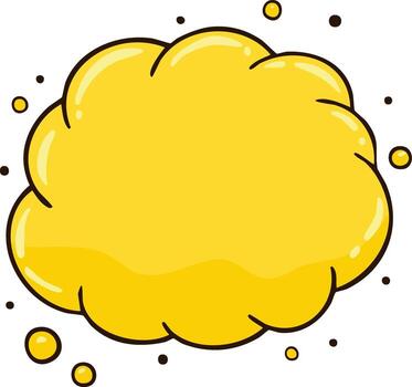 Bright Yellow Cartoon Abstract Blob with Glossy Finish and Floating Orbs Design vector