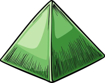 Illustration of Green Pyramid Shape with Hatching Texture Geometric Form Triangular Structure Simple Design vector