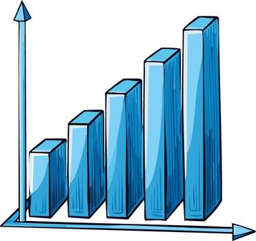ilustración de un azul bar grafico demostración creciente crecimiento y Progreso hacia arriba vector