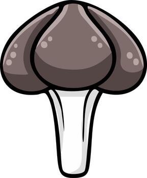 Stylized Mushroom Illustration with Smooth Shading and Defined Black Outlines Stands Tall vector