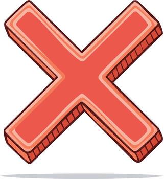 estilizado rojo 3d X marca símbolo para error, rechazo, o clausura icono vector