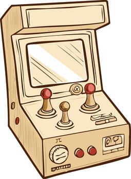 Retro Arcade Game Machine Illustration with Joysticks and Buttons vector
