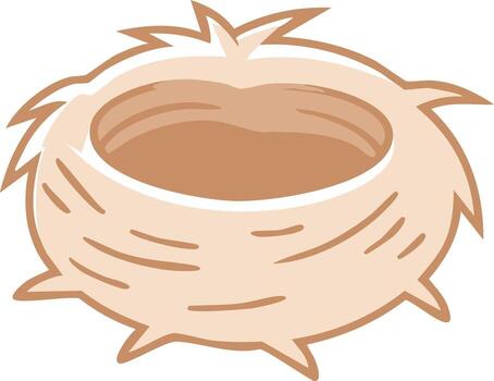 vacío pájaro nido con leña menuda y suave materiales creando un acogedor habitat vector