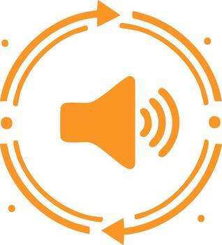 Audio playback volume loop graphic element in orange on white vector