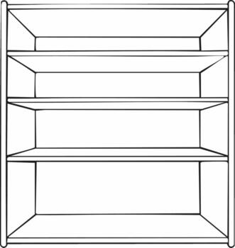 Simple illustration of empty wooden shelving unit for storage and organization featuring four shelves for design projects vector
