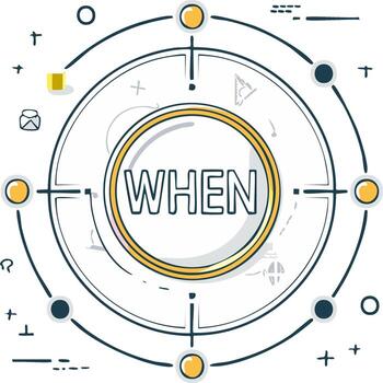 Abstract Question When Concept Illustration with Circular Timeline Elements vector