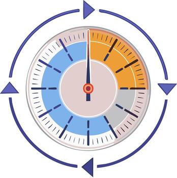 Cycle time analysis process visualization as a work measurement graphic vector